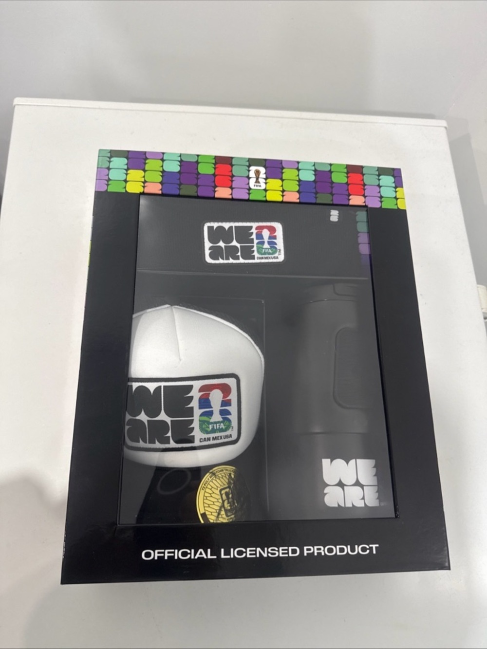 WE ARE FIFA Men’s White Cap & Black Tumbler Gift Set